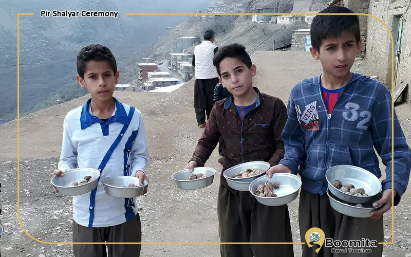 تقسیم گردو در ابتدای مراسم