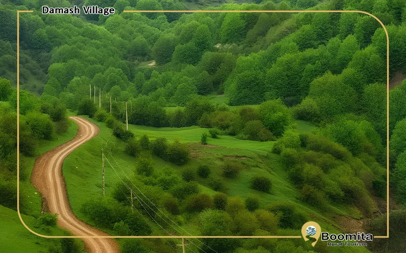 جاده پرپیچ و خم داماش به رستم آباد