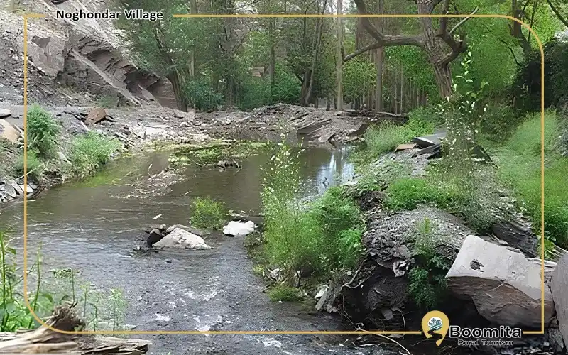 چشم انداز طبیعی با برکه آب