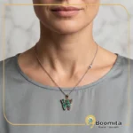 گردنبند فیروزه‌کوبی طرح W با فیروزه نیشابور