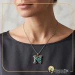 گردنبند فیروزه‌کوبی طرح N با فیروزه نیشابور