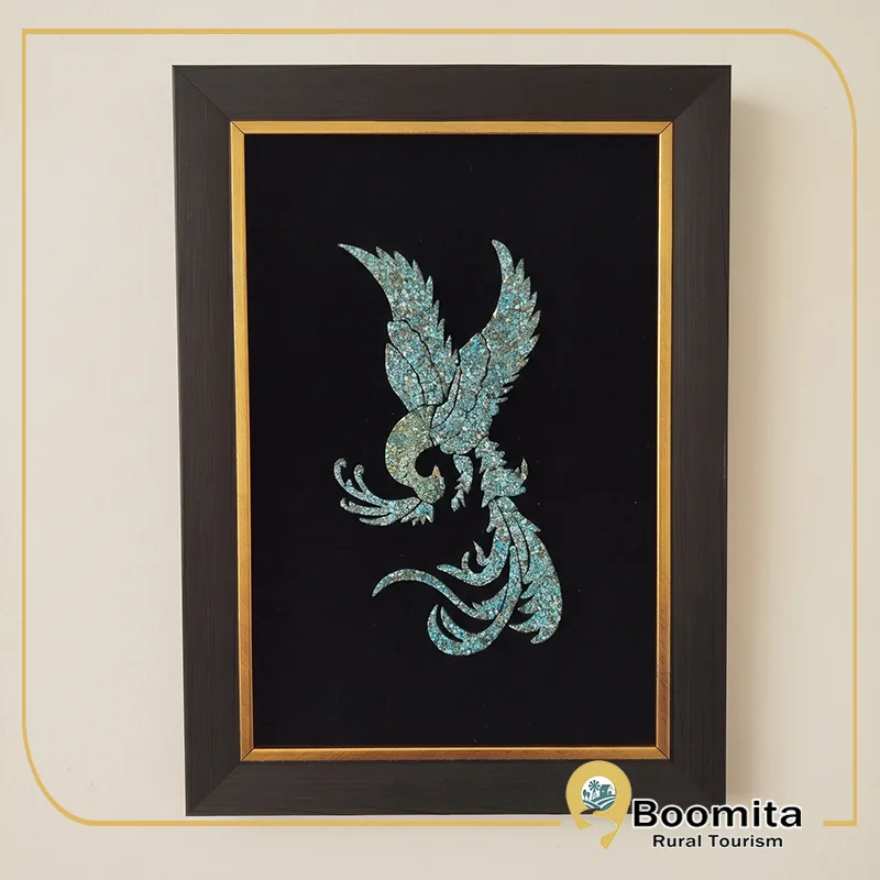 Gemini_Generated_Image_vjouksvjouksvjou copy تابلو فیروزهکوبی طرح سیمرغ با فیروزه نیشابور