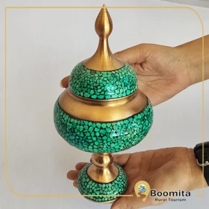 شکلات‌خوری فیروزه‌کوبی مسی با فیروزه نیشابور